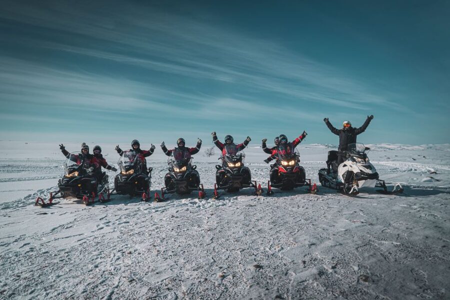 From Alta: Daytime Snowmobile Adventure - Following the old postal road toward Beskades