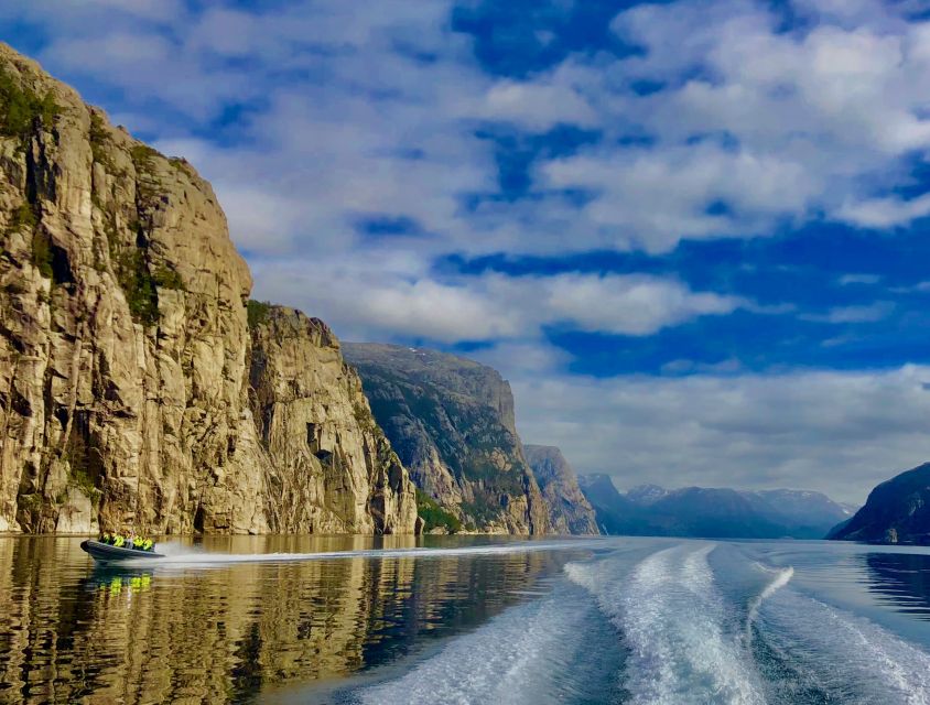 From Stavanger: RIB Tour to Lysefjord - Entering Lysefjord beneath the cliffs