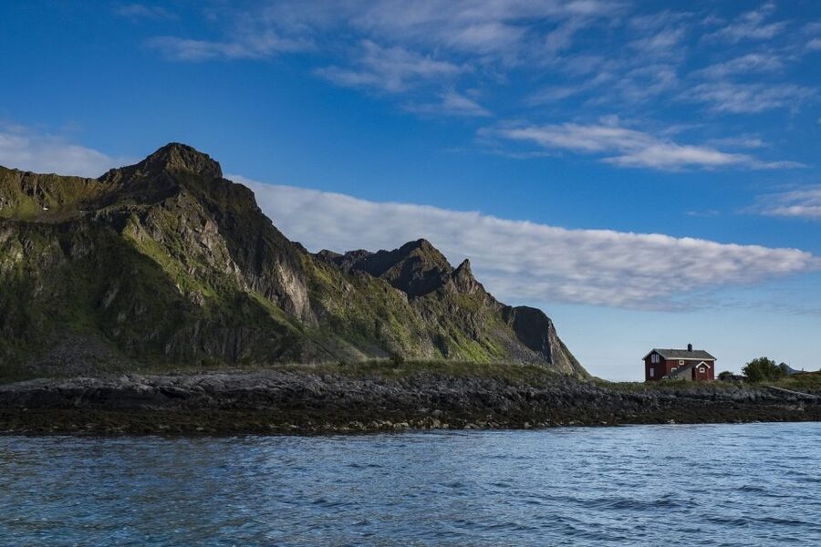 From Svolvaer: Trollfjorden Wildlife RIB Cruise - Leaving Svolvaer under the arch