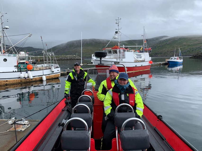 Honningsvåg: North Cape King Crab & Arctic Wildlife Safari - Leaving Honningsvåg in a protected RIB suit