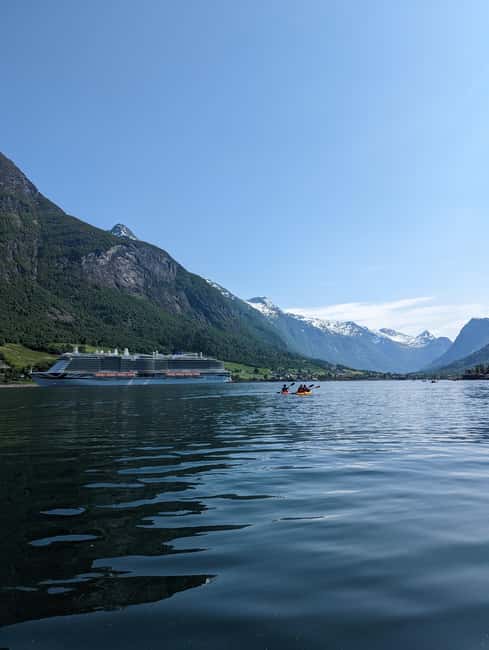 Olden: Guided beginner friendly fjord kayaking.Local company - Starting beside the Olden cruise terminal
