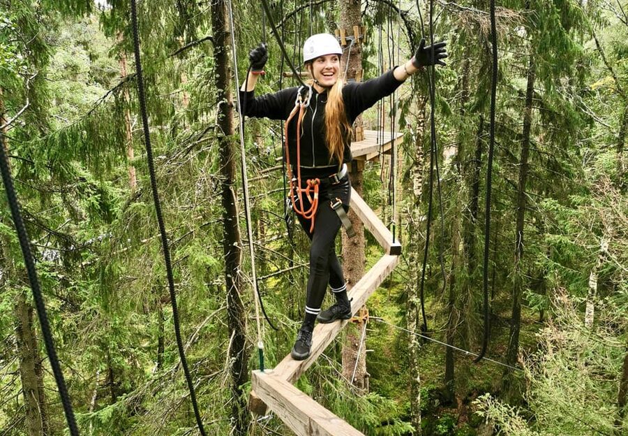 Oslo: Day ticket to Oslo's favourite Climbing Park - Rope tunnels, swinging logs, and treetop courses