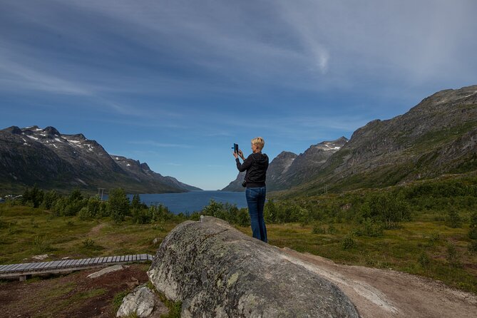 Tromso fjords road trip with fire in grill cabin by the beach. - Crossing Kvaløya beyond Tromsø
