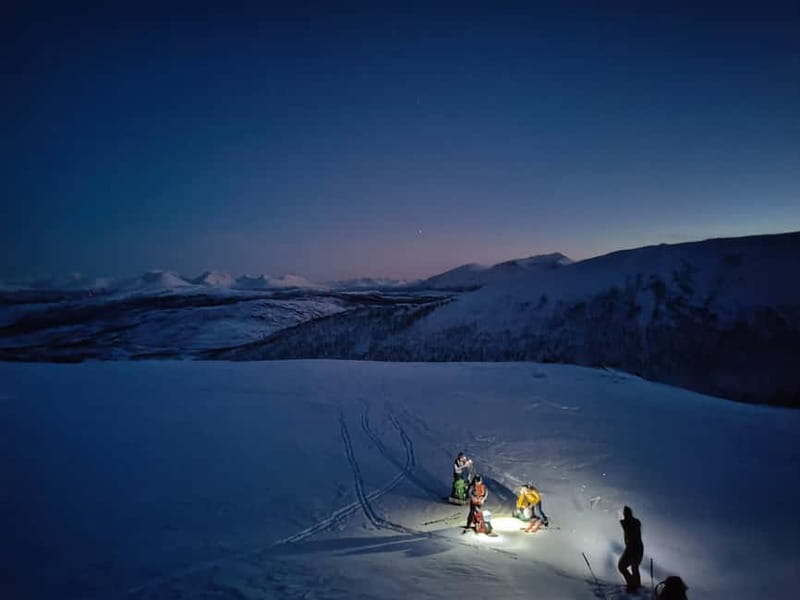 Tromsø: Ski touring (ski de randonnee) - Pausing for the views over Tromsø and the fjords