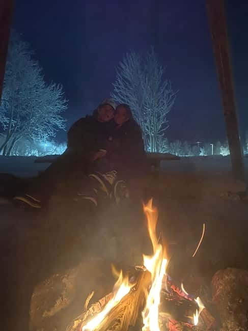 Tromsø: Snow Sledding, Mini Skiing, Lasso and Reindeer Hides - Reindeer hides, hot drinks, and the fire