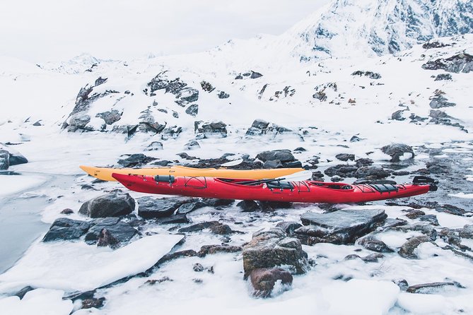 Winter Half Day Kayak Tour - Paddling beside the frozen Lofoten coast